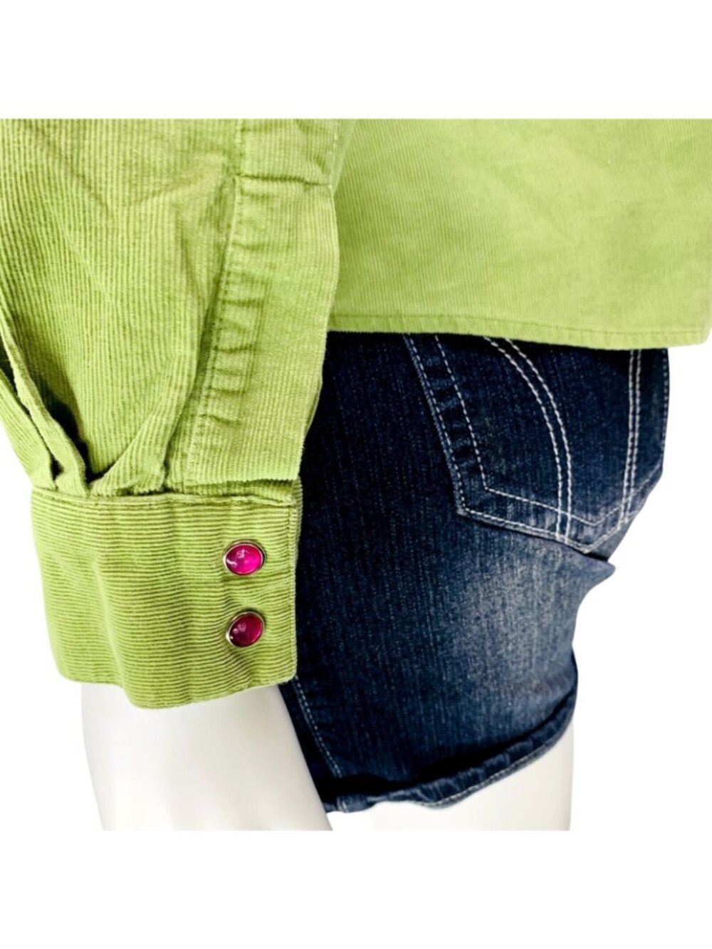 Wrangler Blues Womens Corduroy Pearl Snap Western Shirt Cotton Green Size L - Picture 8 of 14